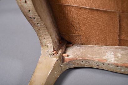 Molded and carved beech sofa in gray and...
