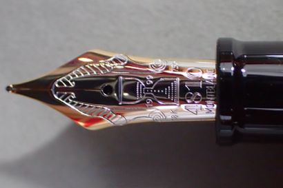 MONTBLANC. Black and silver resin fountain...