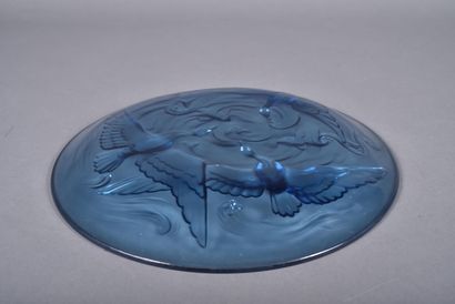 VERLYS France. Blue pressed and molded glass...