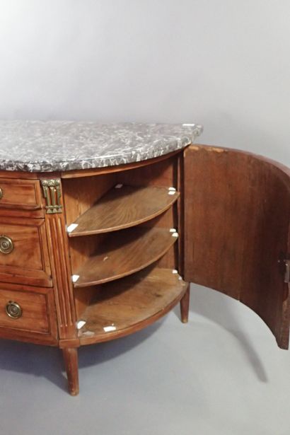 Large mahogany and mahogany veneer half-moon...