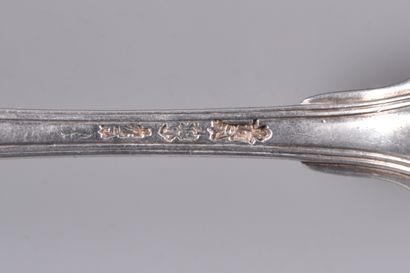Pair of silver table spoons, filets and contours...