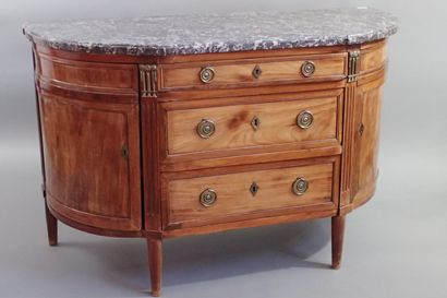Large mahogany and mahogany veneer half-moon...