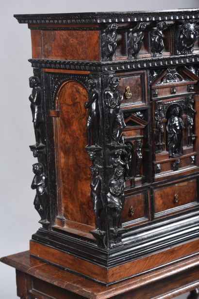 Italian or stipo cabinet in blackened wood,...