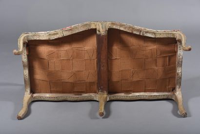 Molded and carved beech sofa in gray and...