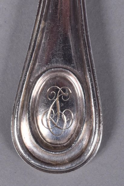 Three silver flatware pieces, baguette pattern...