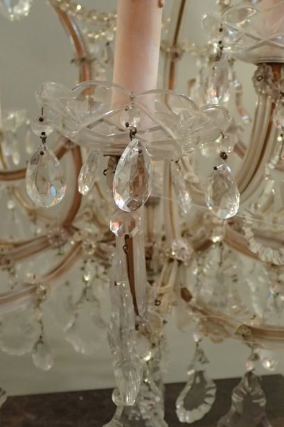 Large crystal, glass and brass chandelier...