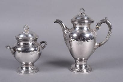 Part of a silver coffee service including...