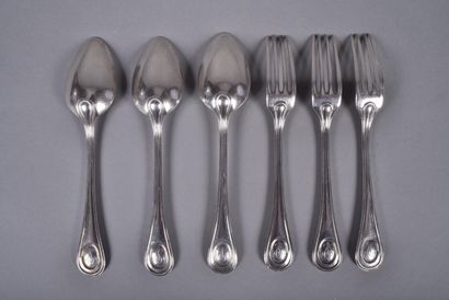 Three silver flatware pieces, baguette pattern...