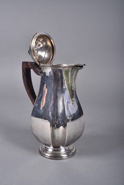 Silver coffee pot with rosewood handle. Art...