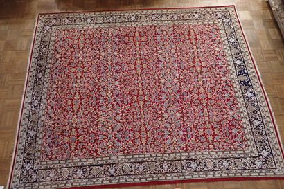 Very large Kerman wool carpet in burgundy...