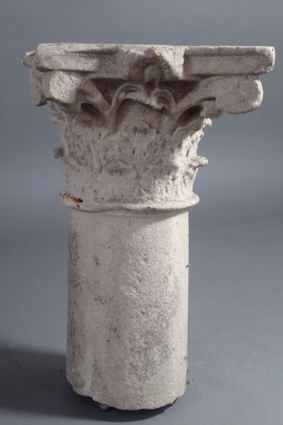 Fragment of a carved stone column with Corinthian...