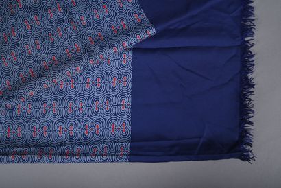 HERMES. Men's scarf, rectangle in blue silk...