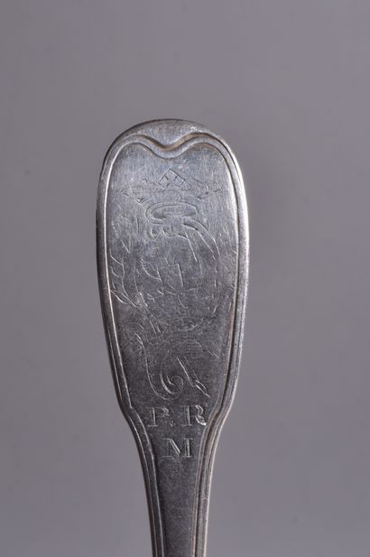 Pair of silver table spoons, filets and contours...