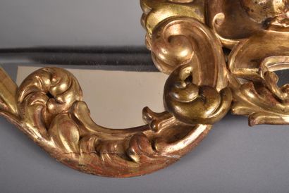 Large lyre-shaped gilded wood mirror with...