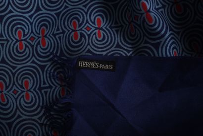 HERMES. Men's scarf, rectangle in blue silk...