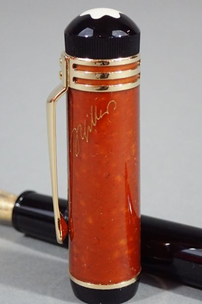 MONTBLANC. Black and orange resin fountain...