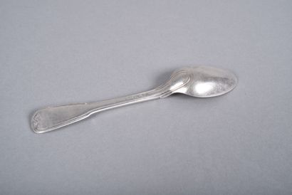 Silver table spoon, filets and contours design....