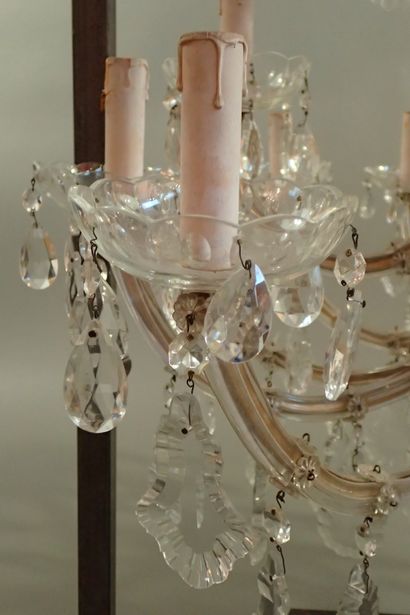 Large crystal, glass and brass chandelier...