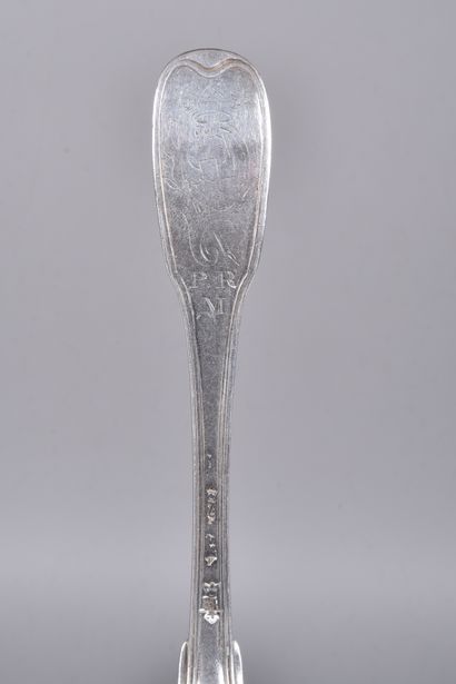 Pair of silver table spoons, filets and contours...