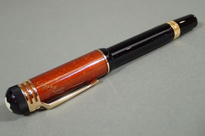 MONTBLANC. Black and orange resin fountain...