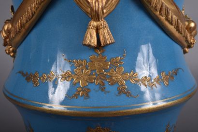 A large covered perfume burner pot in celestial-blue...