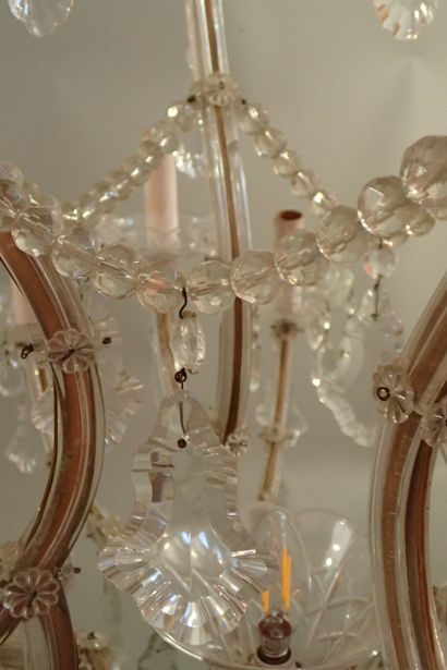 Large crystal, glass and brass chandelier...