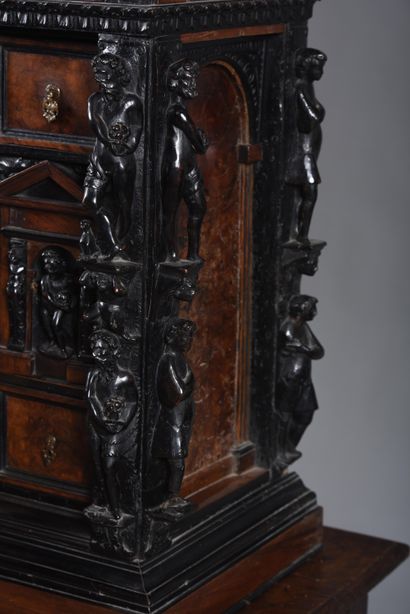 Italian or stipo cabinet in blackened wood,...