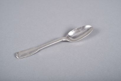 Silver table spoon, filets and contours design....