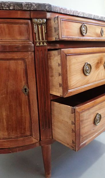 Large mahogany and mahogany veneer half-moon...