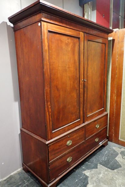 Mahogany and mahogany veneer cabinet opening...