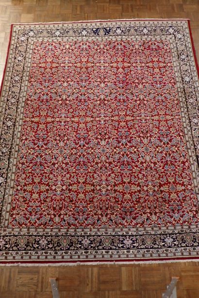 Very large Kerman wool carpet in burgundy...