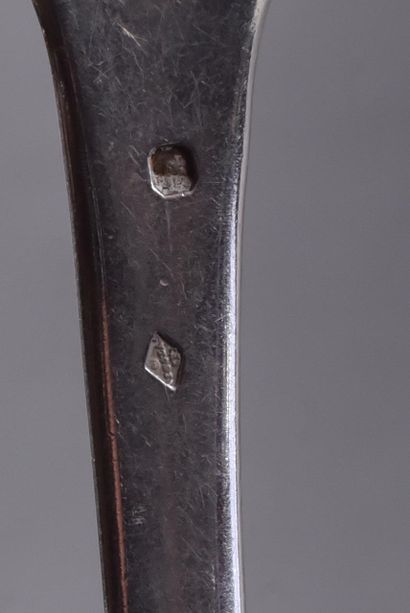 Six pieces of flat silver flatware, monogrammed...