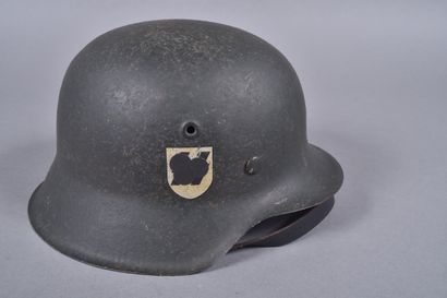 Casque Allemand m/42 1 insigne w. Coque Ckl62...