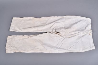 Fr- Pantalon à pont de marin en coton blanc....