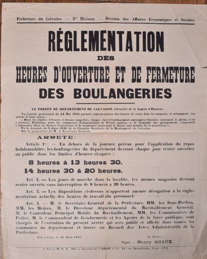 Affiche « Réglementation des heures d’ouverture...