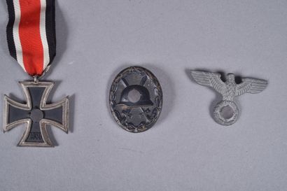 ALL. Lot including an iron cross with ribbon,...