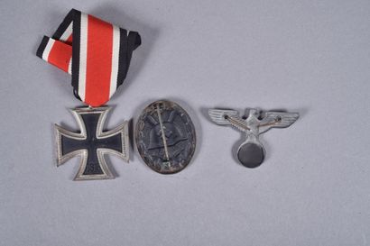 ALL. Lot including an iron cross with ribbon,...