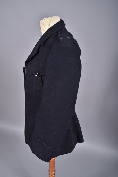 Fr- Veste 4 poches en drap de laine bleu...
