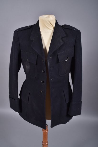 Fr- Veste 4 poches en drap de laine bleu...