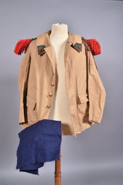 Fr- Vareuse type 1921/35 en toile kaki clair...