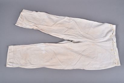 Fr- Pantalon à pont de marin en coton blanc....