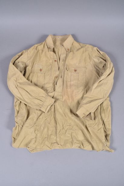 Fr- Chemise modèle 1935 en flanelle kaki....