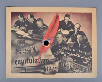 Affichette sur carton commémorant la capitulation...