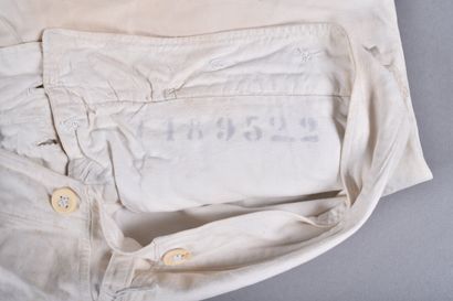 Fr- Pantalon à pont de marin en coton blanc....