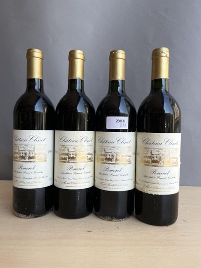 4 bouteilles Château Clinet 1988 Pomerol,...
