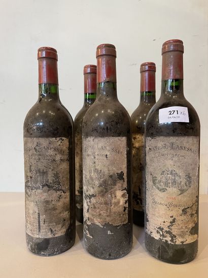 6 bouteilles Château Lanessan 1988 Haut Médoc,...