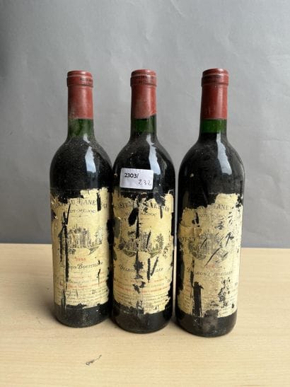 3 bouteilles Château Lanessan 1985 Haut Médoc,...