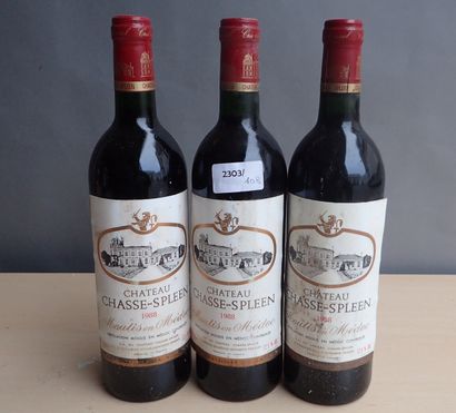 3 bouteilles Château Chasse Spleen 1988 Moulis...