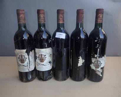 5 bouteilles Château Gressier Grand Poujeaux...