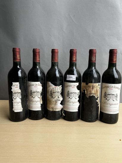 6 bouteilles Château la Gurgue 1985 Margaux,...